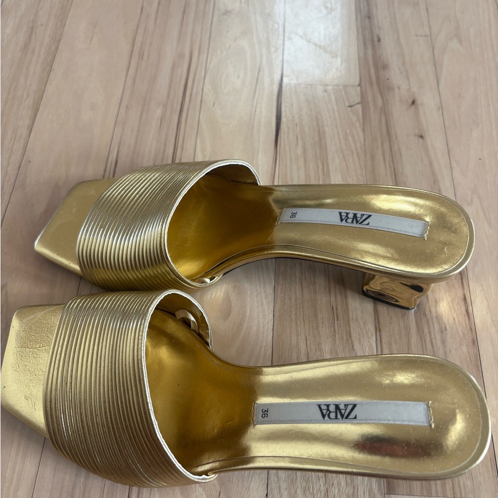 Zara Metallic Gold Women's Mules